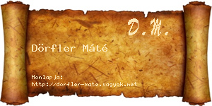 Dörfler Máté névjegykártya